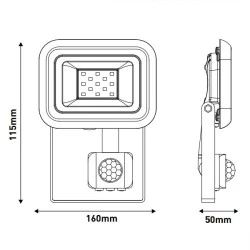 Προβολέας led smd 10W 230V ψυχρό φως 6500k 1050lm με περιστρεφόμενο ανιχνευτή κίνησης IP44