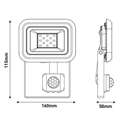 Προβολέας led smd 10W 230V ψυχρό φως 6500k 1050lm με περιστρεφόμενο ανιχνευτή κίνησης IP44