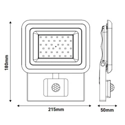 Προβολέας led smd 30W 220-240V ψυχρό φως 6500k 3150lm με περιστρεφόμενο ανιχνευτή κίνησης IP44