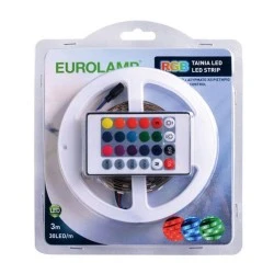 LED ταινία RGB 3m με Driver και control 10W 12V στεγανότητα IP20 σε συσκευασία 3 μέτρων