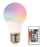 Λάμπα led E27 9W 220-240V χρωματιστή RGBW 850lm 200° 25000h με τηλεχειριστήριο