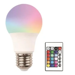 Λάμπα led E27 9W 220-240V χρωματιστή RGBW 850lm 200° 25000h με τηλεχειριστήριο