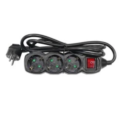 Πολύπριζο 3 θέσεων σούκο 3x1.5mm² μαύρο χρώμα με διακόπτη και καλώδιο 1.5m