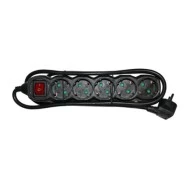 Πολύπριζο 5 θέσεων σούκο 3x1.5mm² σε μαύρο χρώμα με καλώδιο 1.5m και διακόπτη