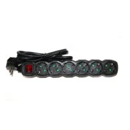 Πολύπριζο 6 θέσεων σούκο 3x1.5mm² μαύρο χρώμα με καλώδιο 1.5m και διακόπτη