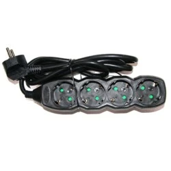 Πολύπριζο 4 θέσεων σούκο 3x1.5mm² με καλώδιο 1.5m σε μαύρο χρώμα