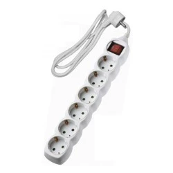 Πολύπριζο 6 θέσεων σούκο πλάγιας εισόδου 3x1.5mm² λευκό χρώμα με καλώδιο 1.5m και διακόπτη