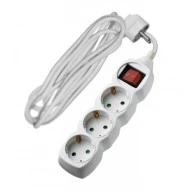 Πολύπριζο 3 θέσεων πλάγιας εισόδου σούκο 3x1.5mm² με καλώδιο 3m και διακόπτη σε λευκό χρώμα