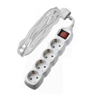 Πολύπριζο σούκο 4 θέσεων πλάγιας εισόδου 3x1.5mm² λευκό χρώμα με καλώδιο 3m και διακόπτη