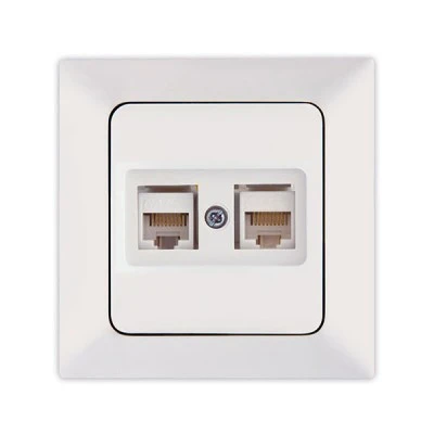 Πρίζα DATA CAT 6 RJ 45 διπλή NE-AD σε λευκό χρώμα