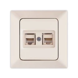 Πρίζα DATA CAT 6 RJ 45 σε μπεζ χρώμα διπλή NE-AD