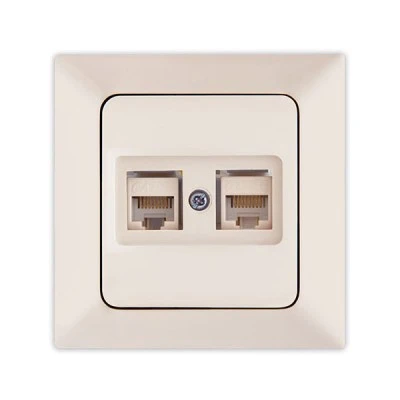 Πρίζα DATA CAT 6 RJ 45 σε μπεζ χρώμα διπλή NE-AD