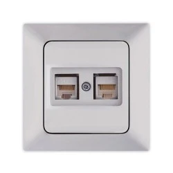 Πρίζα DATA CAT 6 RJ 45 νίκελ ματ διπλή NE-AD