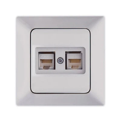 Πρίζα DATA CAT 6 RJ 45 νίκελ ματ διπλή NE-AD
