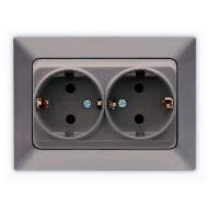 Πρίζα σούκο διπλή χωνευτή 16A 250V NE-AD γραφίτης