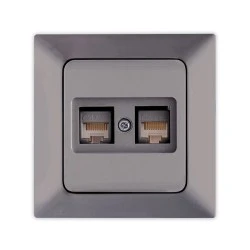 Πρίζα DATA CAT 6 RJ 45 διπλή NE-AD γραφίτης Πρίζα DATA CAT 6 RJ 45 διπλή NE-AD γραφίτης