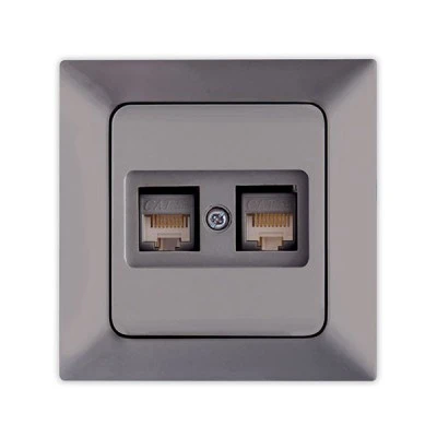 Πρίζα DATA CAT 6 RJ 45 διπλή NE-AD γραφίτης