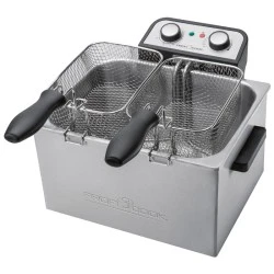 Ανοξείδωτη διπλή φριτέζα 5L PC-FR 1038 3000W με ανοξείδωτο αποσπώμενο δοχείο συγκέντρωσης λίπους
