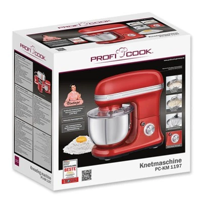Vintage κουζινομηχανή PC-KM 1197 RED 1200W με ασφάλεια κυκλώματος & soft start για ομαλή ανάμειξη