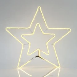 Διπλό αστέρι NEON LED 58x56cm θερμό λευκό φως 33W εξωτερικής χρήσης στεγανό IP44