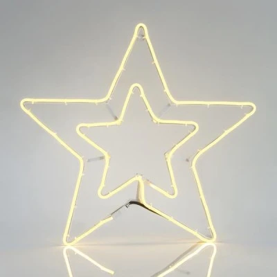 Διπλό αστέρι NEON LED 58x56cm θερμό λευκό φως 33W εξωτερικής χρήσης στεγανό IP44