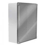 Εξωτερικό κουτί διαστάσεων 240x190x90mm στεγανό ΙΡ55 σε γκρί χρώμα με διαφανές καπάκι