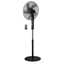 Ανεμιστήρας ορθοστάτης διάμετρος φ40cm 45W μοτέρ 3 ταχύτητες 5 πτερύγια σε μαύρο χρώμα με τηλεχειριστήριο