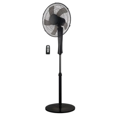 Ανεμιστήρας ορθοστάτης διάμετρος φ40cm 45W μοτέρ 3 ταχύτητες 5 πτερύγια σε μαύρο χρώμα με τηλεχειριστήριο