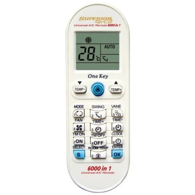 Universal τηλεχειριστήριο αντικατάστασης SUPERIOR AIRCO 6000 in 1 για air-conditions με ένδειξη ώρας Universal τηλεχειριστήριο αντικατάστασης SUPERIOR AIRCO 6000 in 1 για air-conditions με ένδειξη ώρας