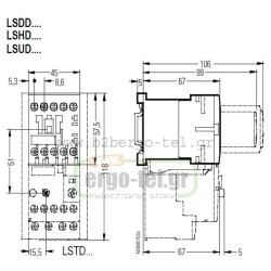 ΜΙΝΙ ρελέ ισχύος τριπολικό LSDD0913 SCHRACK 110VAC 4KW/S00 ένταση AC3 9A 1NO