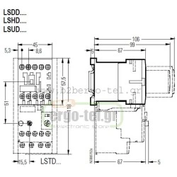 ΜΙΝΙ ρελέ ισχύος τριπολικό LSDD1213 SCHRACK 24VAC 5,5KW/S00 ένταση AC3 12A 1NO