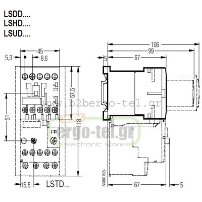 ΜΙΝΙ ρελέ ισχύος τριπολικό LSDD1213 SCHRACK 24VAC 5,5KW/S00 ένταση AC3 12A 1NO