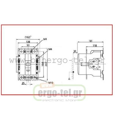 Ρελέ ισχύος KRIPAL τύπου LG UKC1-180 τριπολικό 90KW με πηνίο 220/230V 180AC3/230AC1 2+2επαφές