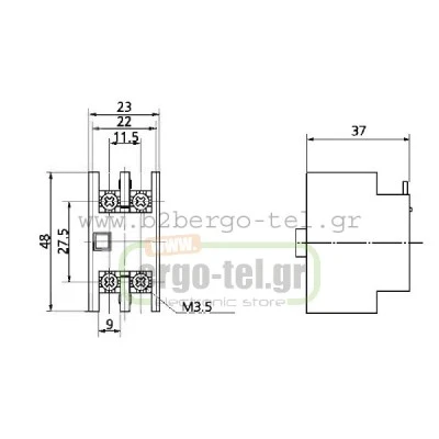 Βοηθητική επαφή μετωπική KRIPAL AU-2 1+1 για ρελέ από 5,5KW έως 45KW τύπου LG