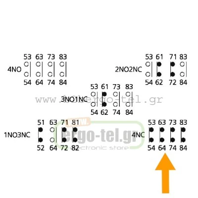 Βοηθητική επαφή μετωπική KRIPAL AU-4 4NC για ρελέ από 5,5KW έως 45KW τύπου LG