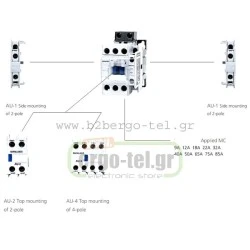 Βοηθητική επαφή πλευρική KRIPAL AU-1 1+1 για ρελέ από 5,5KW έως 45KW τύπου LG