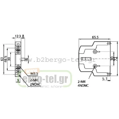 Βοηθητική επαφή πλευρική KRIPAL AU-100 2+2 για ρελέ από 55KW έως 132KW τύπου LG