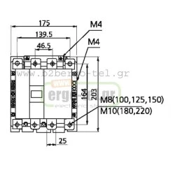 Ρελέ ισχύος KRIPAL τύπου LG UKC1-180/4 τετραπολικό 90KW 415V με πηνίο 230V 180AC3/230AC1 2+2επαφές