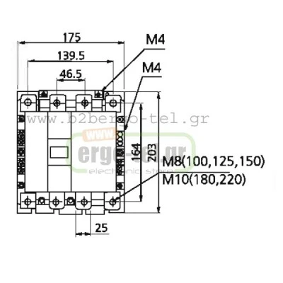 Ρελέ ισχύος KRIPAL τύπου LG UKC1-180/4 τετραπολικό 90KW 415V με πηνίο 230V 180AC3/230AC1 2+2επαφές