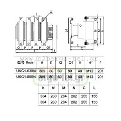Ρελέ ισχύος KRIPAL τύπου LG UKC1-800/4 τετραπολικό 400KW 415V με πηνίο 230V 800AC3/1600AC1