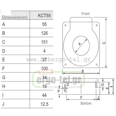 Τορροειδής μετασχηματιστής KRIPAL KCT-55S Φ55mm max 400A 151X126X37mm