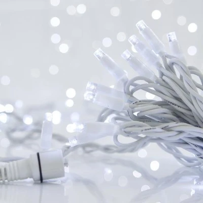 100 Χριστουγεννιάτικα led λαμπάκια σειράς 5mm 230V επέκταση έως 9 με λευκό καλώδιο από καουτσούκ 100 Χριστουγεννιάτικα led λαμπάκια σειράς 5mm 230V επέκταση έως 9 με λευκό καλώδιο από καουτσούκ