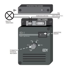 Ρυθμιστής φωτισμού - DIMMER ΕD-1 μαύρο 230V 1,5KW ωμικών φορτίων επιτοίχιος
