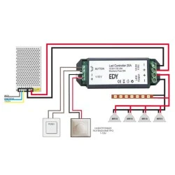 Dimmer LED CONTROLLER 20A για λάμπες και προβολείς LED 12 ή 24 V DC