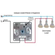 Ρυθμιστής φωτισμού -DIMMER DM-1 χωνευτός για LED 300 W Trailing Edge με IGBT χωρίς ουδέτερο