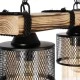 Φωτιστικό GLORA Vintage κρεμαστό ράγα δίφωτο 2xE27 μπεζ ξύλο με μαύρο μέταλλο & μελί γυαλί Μ40xΠ15xΥ65cm