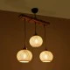 Φωτιστικό LUMA Vintage κρεμαστό  με ράγα τρίφωτο 3 x E27 μπεζ ξύλο μπεζ σχοινί με διάσταση Μ50 x Π20 x Υ63cm
