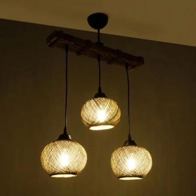 Φωτιστικό LUMA Vintage κρεμαστό φωτιστικό ράγα τρίφωτο 3xE27 μπεζ ξύλο με καφέ σχοινί με διάσταση Μ50 x Π20 x Υ63cm Φωτιστικό LUMA Vintage κρεμαστό φωτιστικό ράγα τρίφωτο 3xE27 μπεζ ξύλο με καφέ σχοινί με διάσταση Μ50 x Π20 x Υ63cm