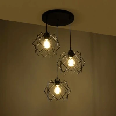 Φωτιστικό DAZLA Vintage κρεμαστό με πλέγμα τρίφωτο 3xE27 μαύρο μέταλλο με διάσταση Μ32xΠ32xΥ70cm Φωτιστικό DAZLA Vintage κρεμαστό με πλέγμα τρίφωτο 3xE27 μαύρο μέταλλο με διάσταση Μ32xΠ32xΥ70cm