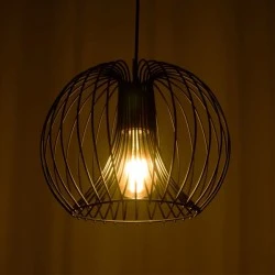 Φωτιστικό κρεμαστό GLOWIA μοντέρνο με πλέγμα μονόφωτο 1xE27 IP20 μαύρο μεταλλικό Μ26 x Π26 x Υ70cm